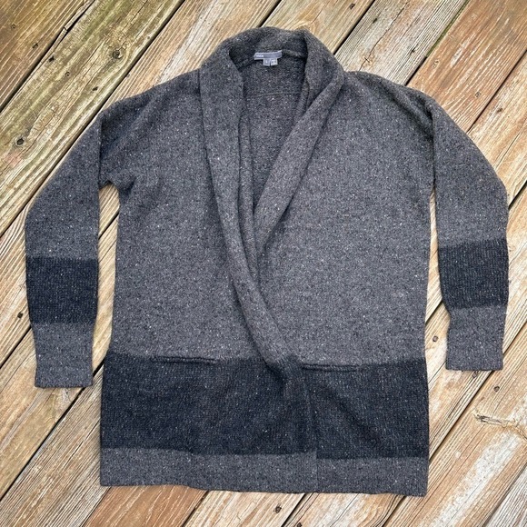 Vince Sweaters - Unavailable - Vince Two-Tone Wool Cashmere Mohair Blend Shawl Cardigan
